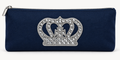 Kleine zilveren kroon strass patch op een donkerblauw etui – SP0035