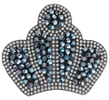 Kleine kroon strass patch zilver met zwart, SP0036, 7,5 × 6 cm