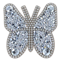 Zilveren vlinder strass patch, 6,2 × 6,2 cm, SP0037