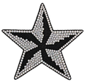 Ster met zwarte twist en heldere zilveren strasssteentjes, 8,5 × 8,5 cm, SP0039