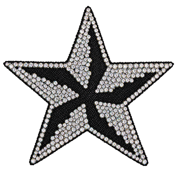 Ster met zwarte twist en heldere zilveren strasssteentjes, 8,5 × 8,5 cm, SP0039