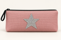 Kleine zilveren ster strass patch op een roze etui – SP0041
