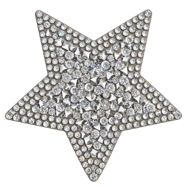 Kleine zilveren facetster strass patch, 6 × 6 cm, SP0042
