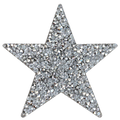 Middelgrote zilveren ster strass patch met fonkelende steentjes, 11,8 × 11,8 cm, SP0043