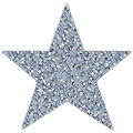 Grote zilveren ster strass patch, 16,5 × 16,5 cm, SP0044