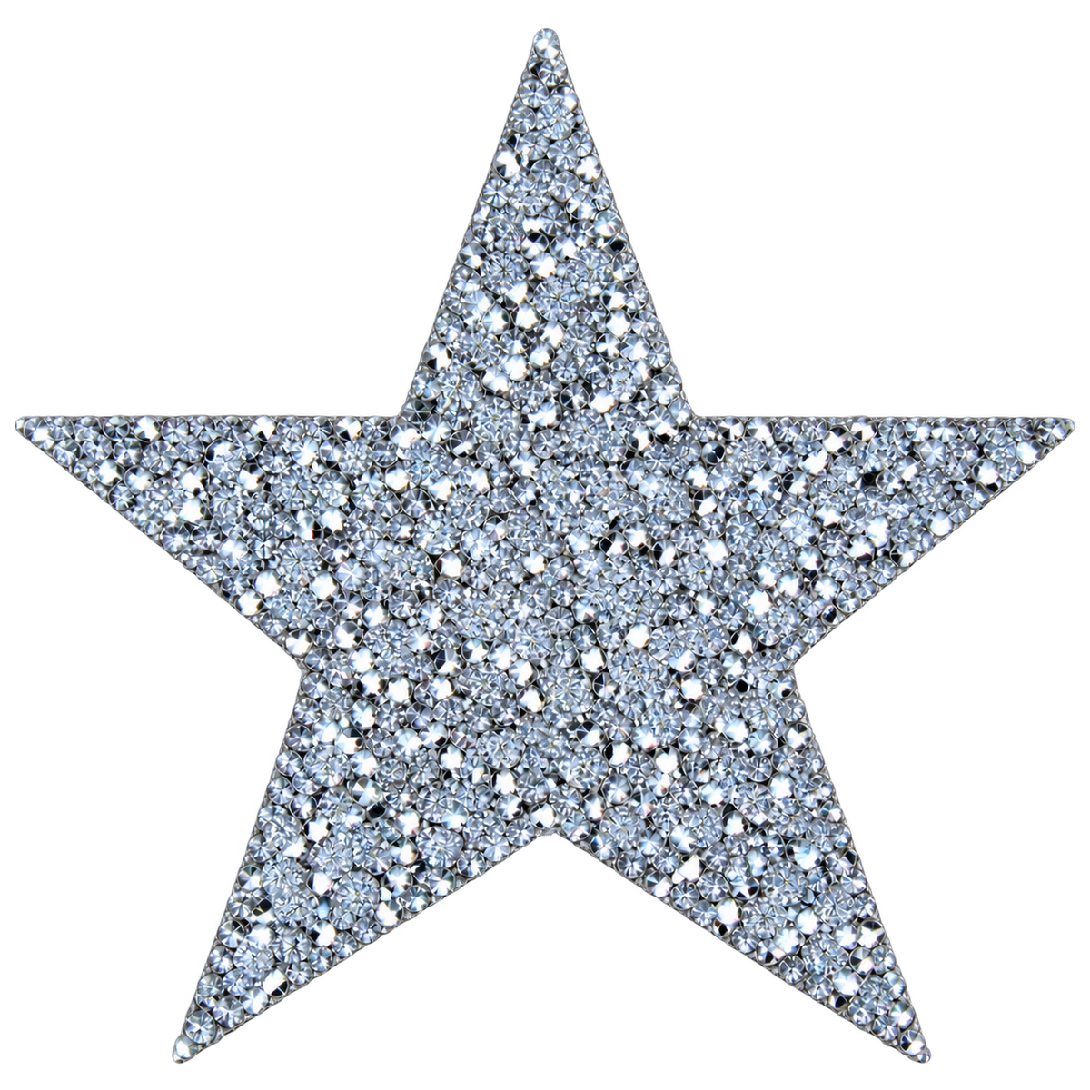 Grote zilveren ster strass patch, 16,5 × 16,5 cm, SP0044