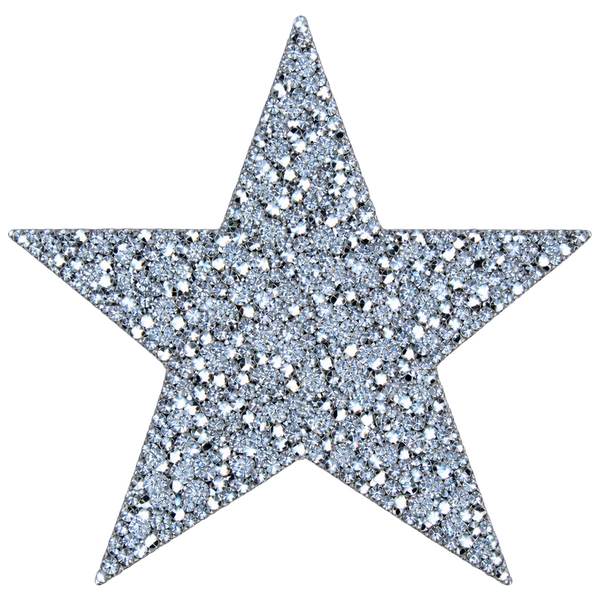Grote zilveren ster strass patch, 16,5 × 16,5 cm, SP0044