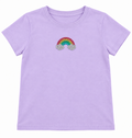 Kleurrijke regenboog strass patch op een lila kindershirt – SP0045