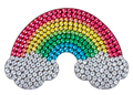 Kleurrijke regenboog strass patch met zilveren wolkjes, 6,2 × 4,5 cm, SP0045