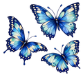 Drie blauwe aquarelvlinders – Blauwe vlinderdans strijkapplicatie