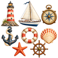 Nautische motieven met acht maritieme ontwerpen