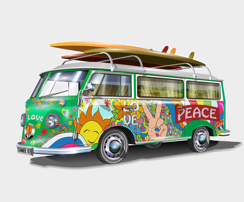 G7-groene-retro-bus-met-surfplank-applicatie