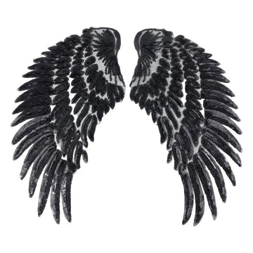 Set Middel Zwart Paillette Vleugel Patch
