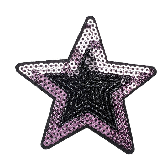 P0008-roze-paillette-ster-met-zwart-binnenkant-patch