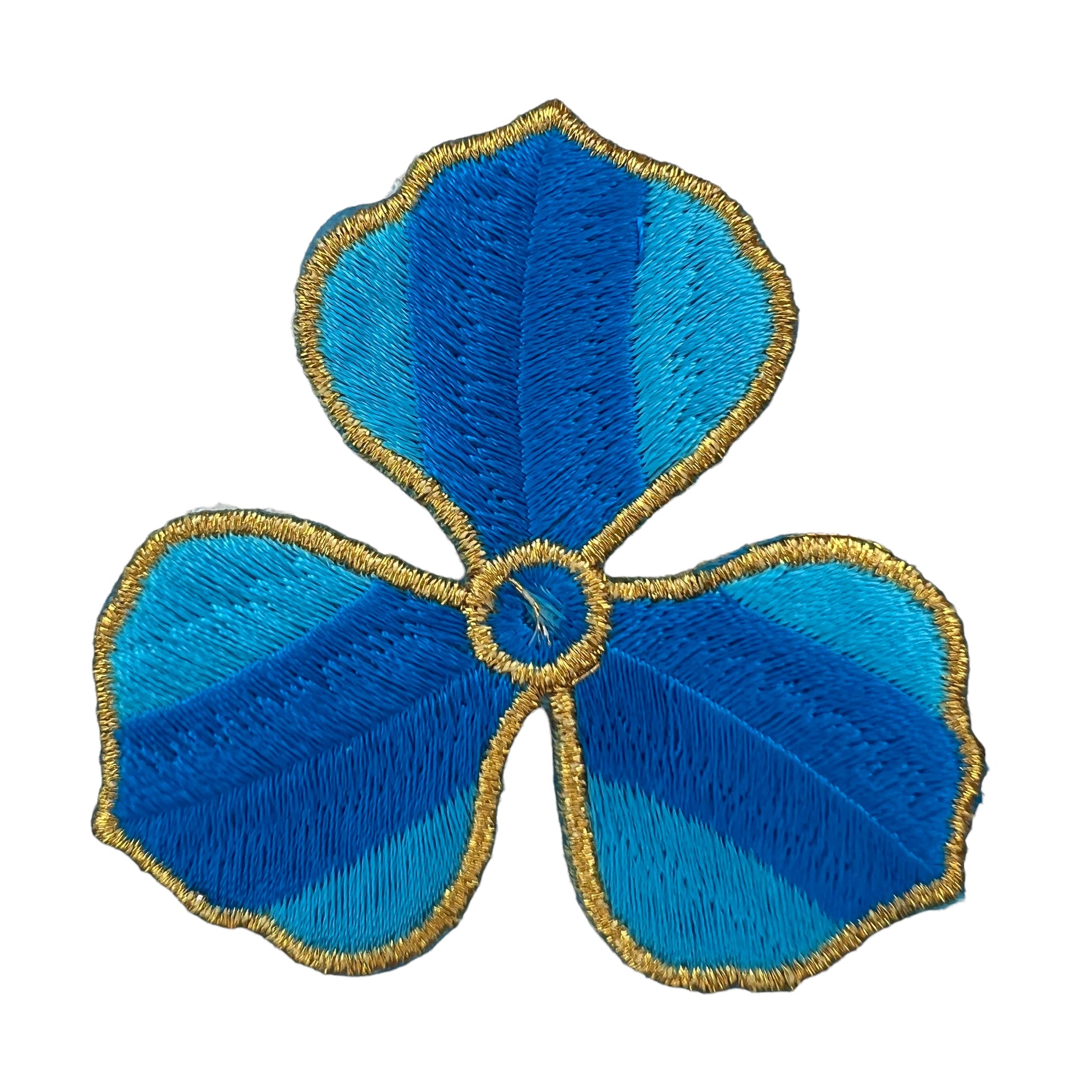 P0279-blauw-bloemetje-met-gouden-rand-patch