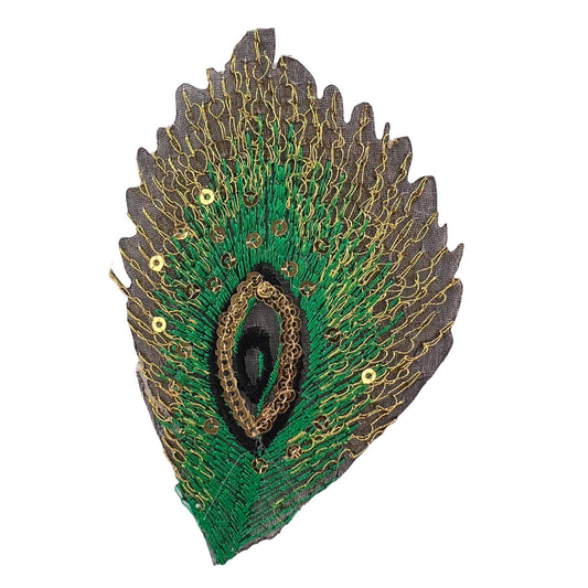 P0286-groene-pauwenveer-met-gouden-paillette-patch