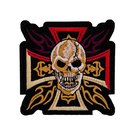 P0611-skull-met-een-kruis-met-vlammen-patch