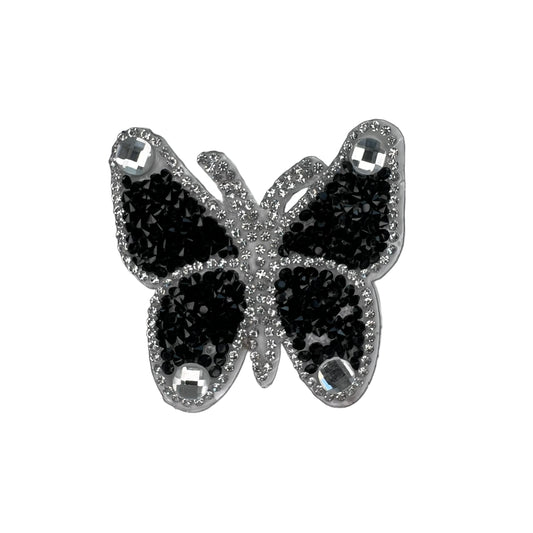 SP0013-zwarte-vlinder-met-zilveren-rand-strass-patch